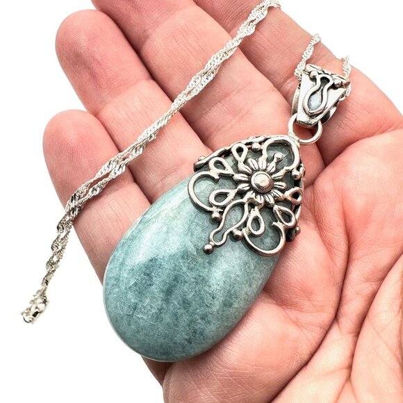 QVC Designer DP Doug Paulus Womens Necklace Sterling Silver Green Amazonite - Picture 1 of 6